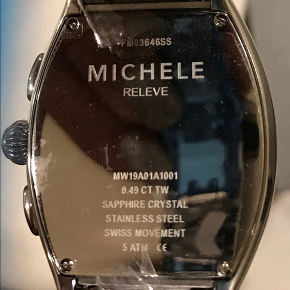 Michele Releve Chrono Diamond Bezel Stainless Steel Watch MWW19A000001 EUC - Picture 4 of 4